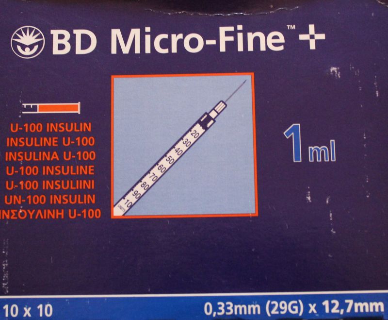 BD Micro-Fine+ Insulinspritzen, 0,33mm (29G) x 12,7mm, 1ml, U 100 Insulin, 100 Stück